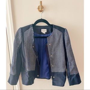 Club Monaco Navy Herringbone Tweed Jacket